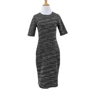 Banana Republic Boucle Sheath Dress Womens 2 Knee Length Back Zip Mid Sleeve